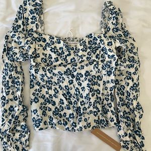 Reformation Reign blouse in Milanesa pattern